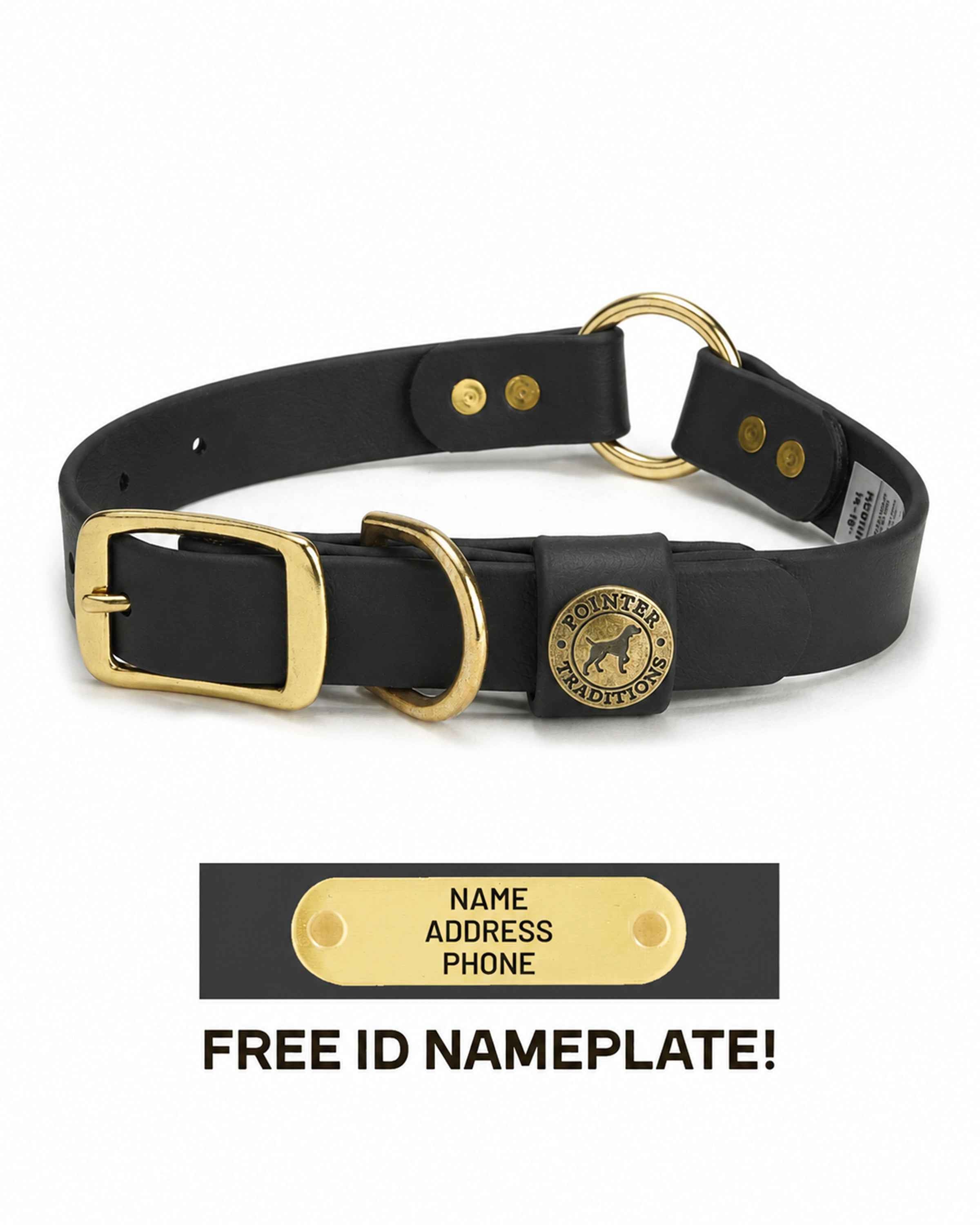Hunting Dog Center Ring Collar - Midnight Black