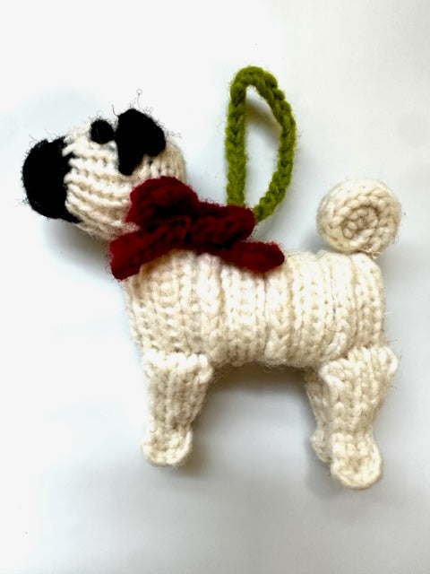 Chilly Dog Pug Wool Ornament