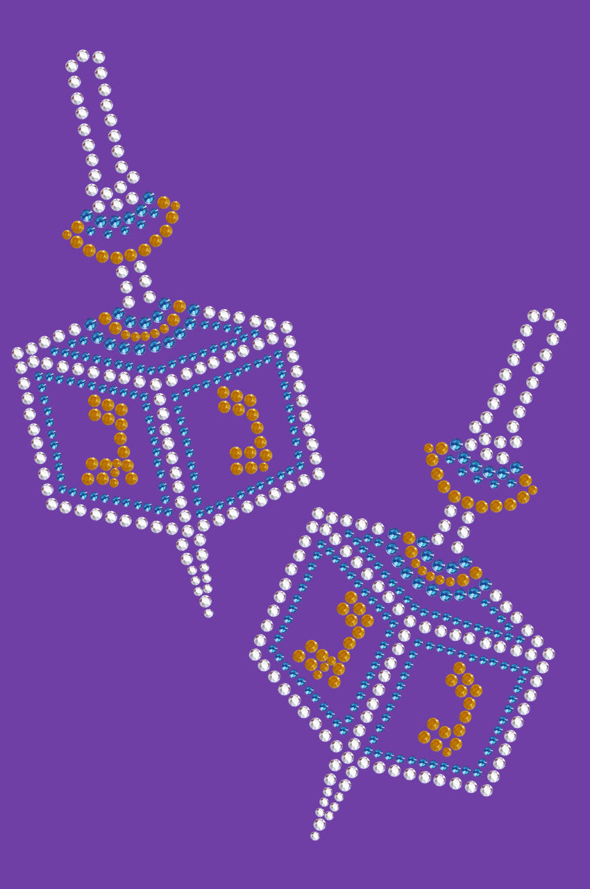 Dreidel - Large (Blue, Silver, & Gold) - Womens T-shirt