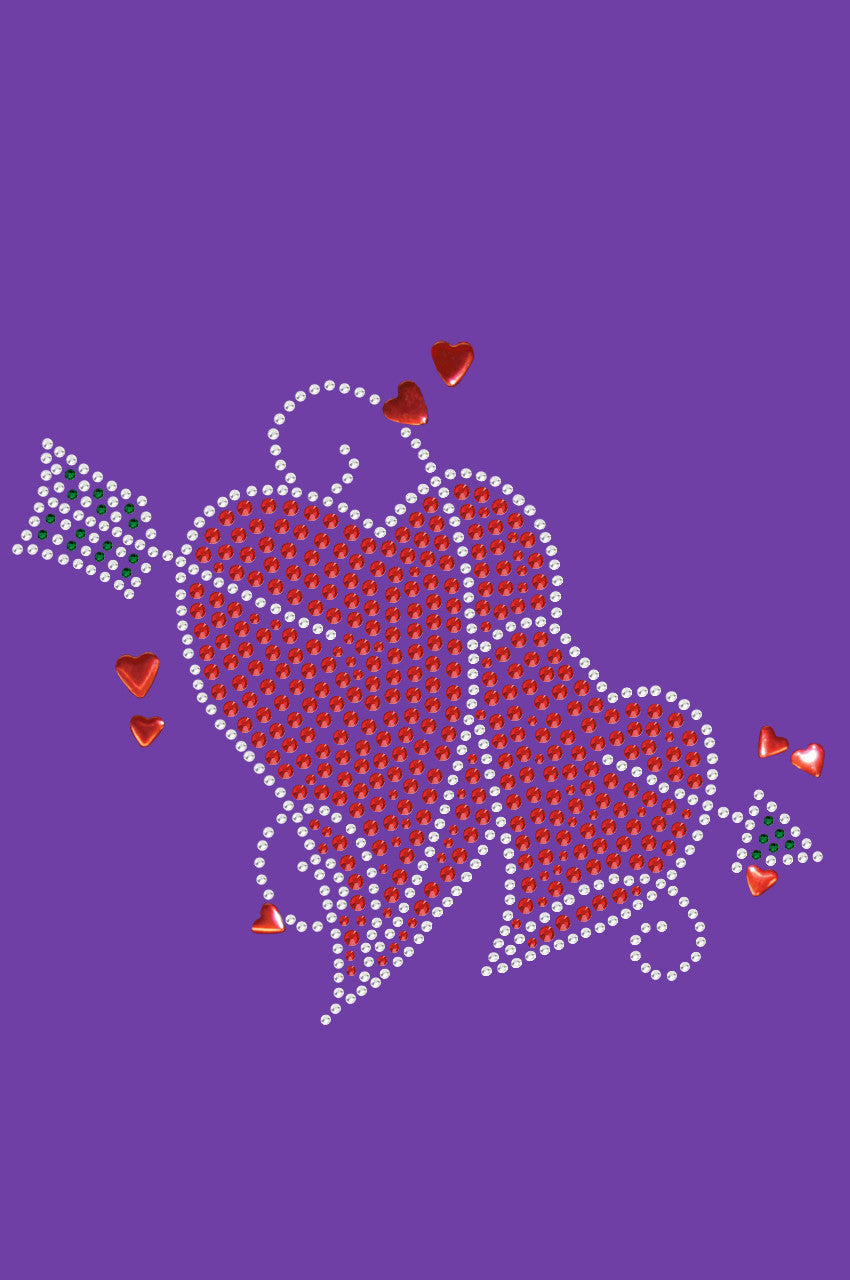 Red Rhinestone Hearts with Arrow - Womens T-shirt