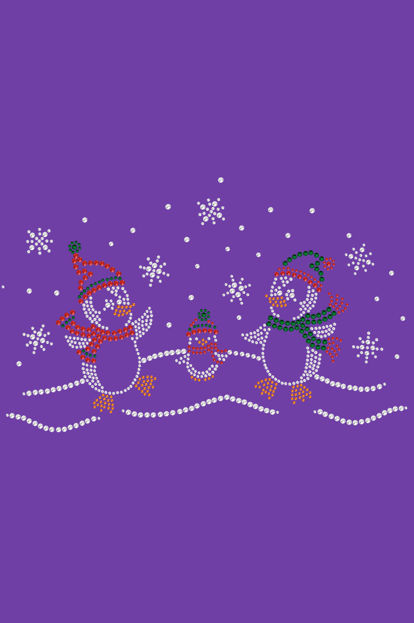 Penguin Family with Snowflakes - Womens T-shirt