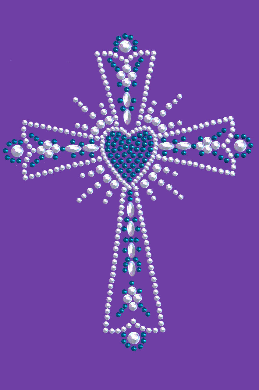 Cross (Silver & Blue) - Womens T-shirt
