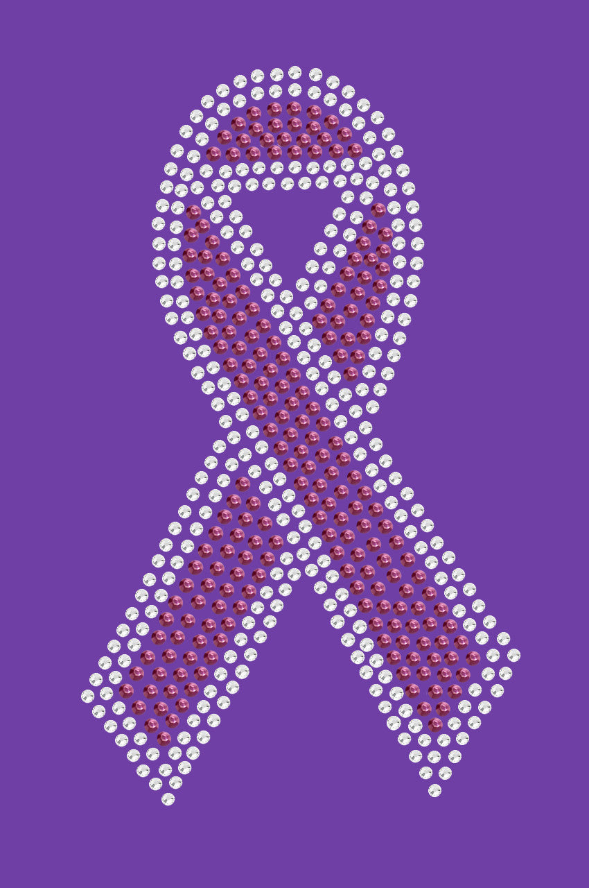 Ribbon (Pink with Clear Rhinestones) - Womens T-shirt