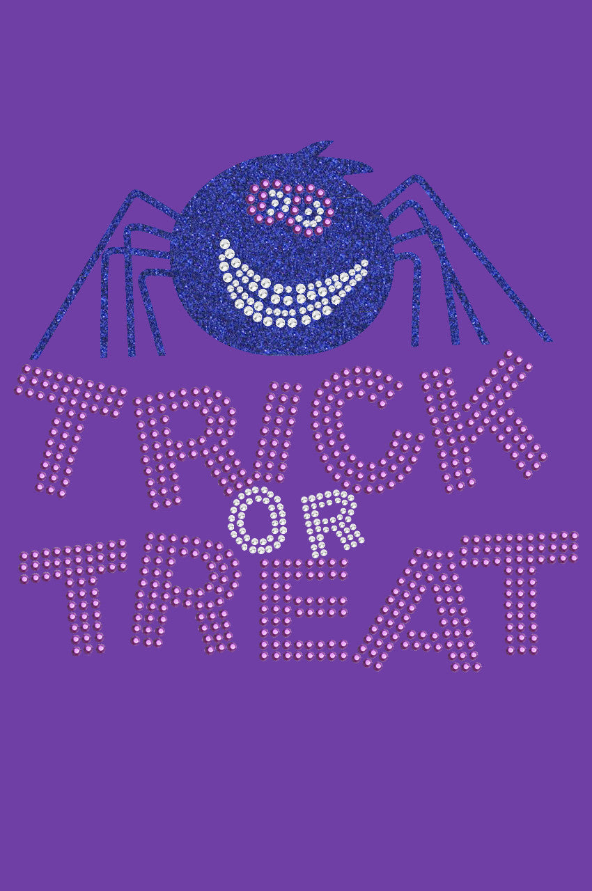 Trick or Treat with Blue Glitter Spider - Women's Tee