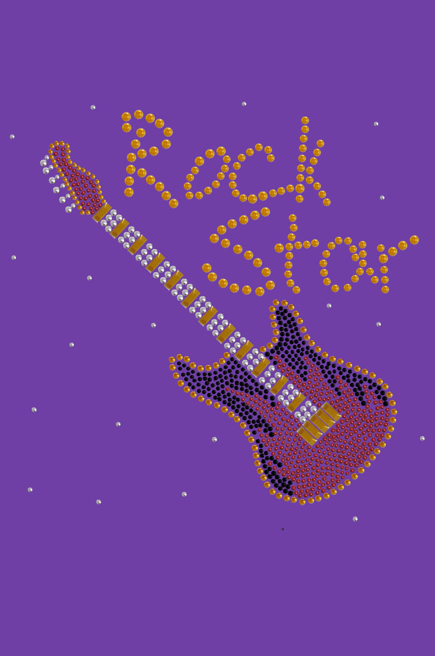 Rock Star with Red & Gold Guitar - Womens T-shirt