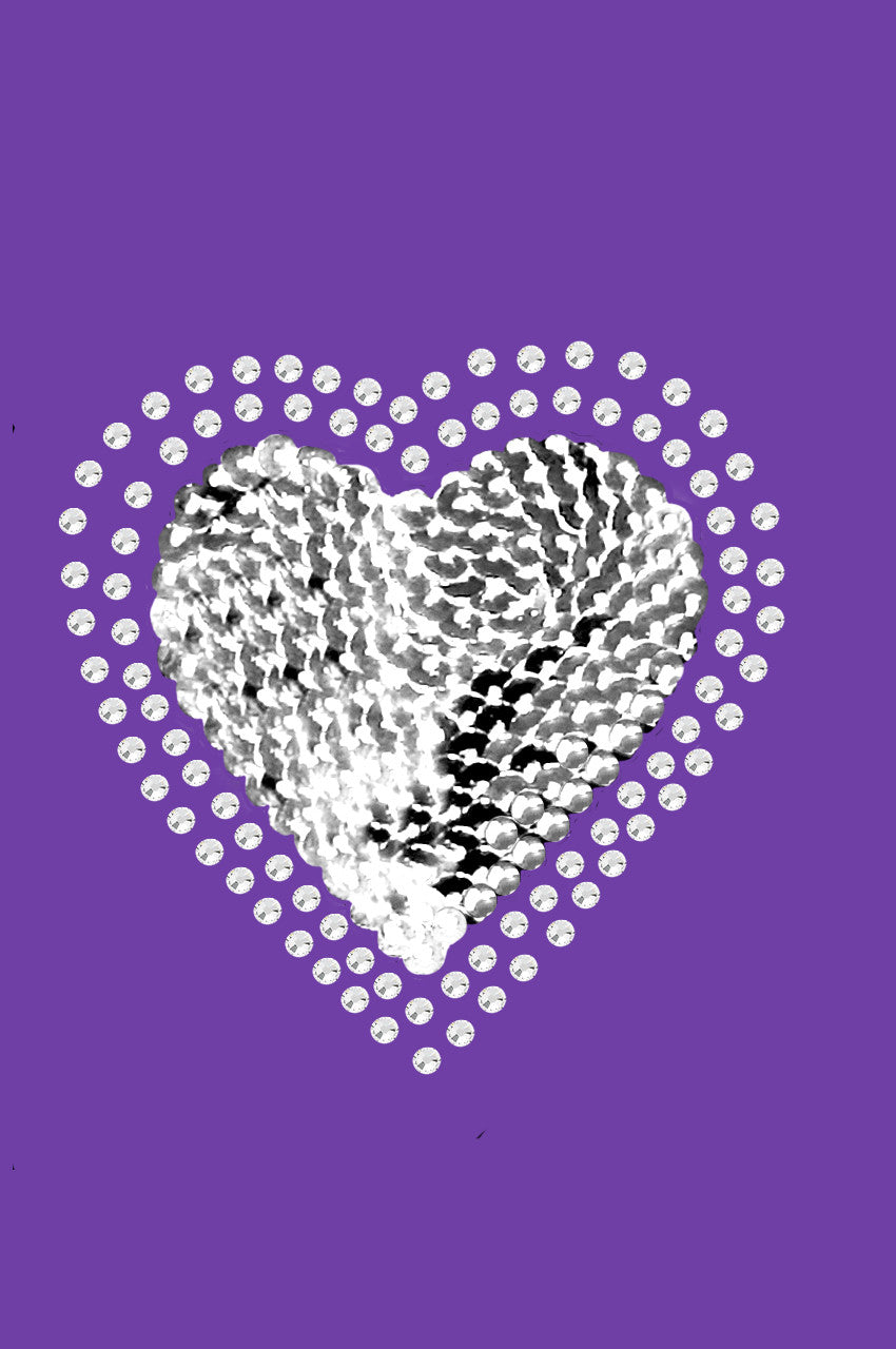 Sequin Silver Heart - Womens T-shirt