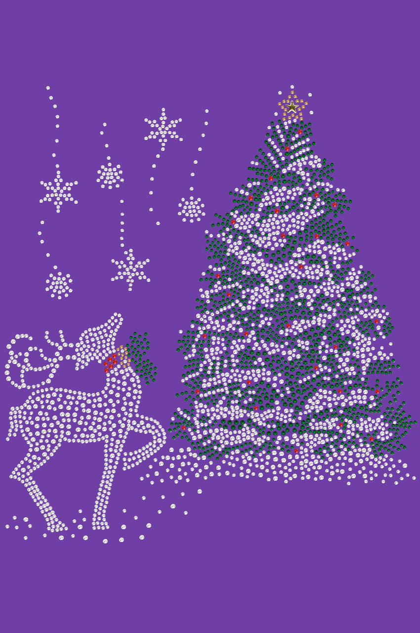 Christmas Tree with Reindeer - Womens Tee