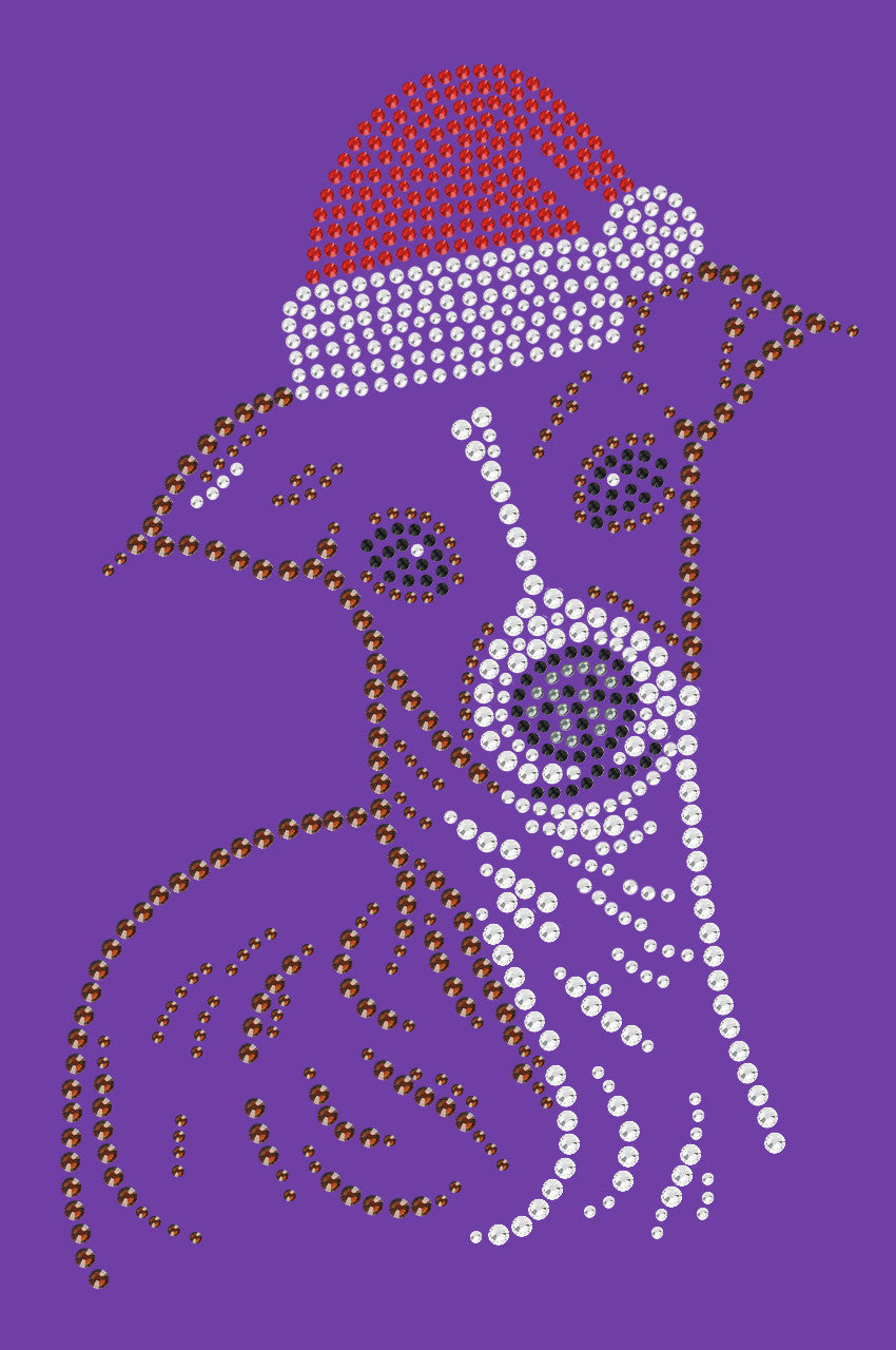 Italian Greyhound Face with Santa Hat - Womens T-shirt