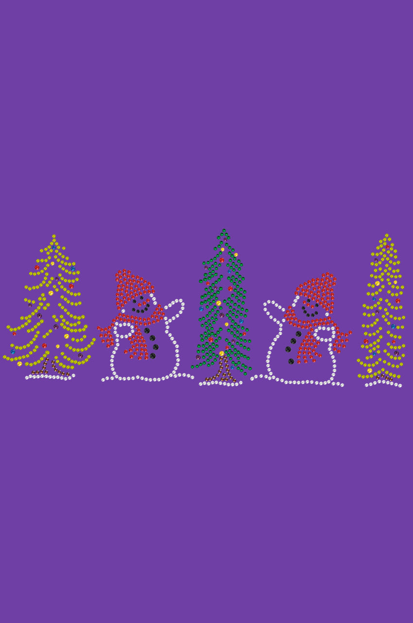 Two Snowmen in Trees - Womens T-shirt