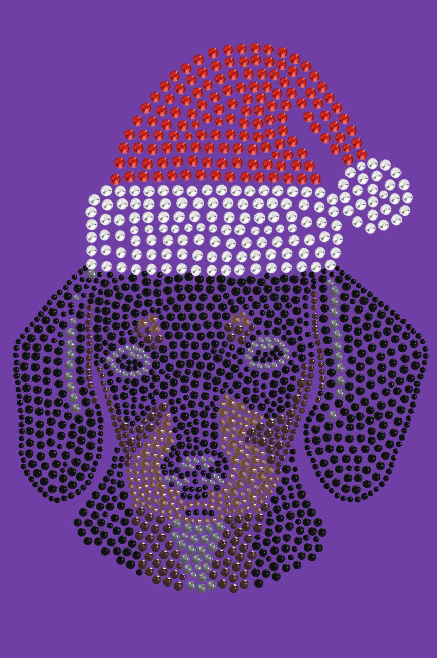 Dachshund Face with Santa Hat - Womens T-shirt