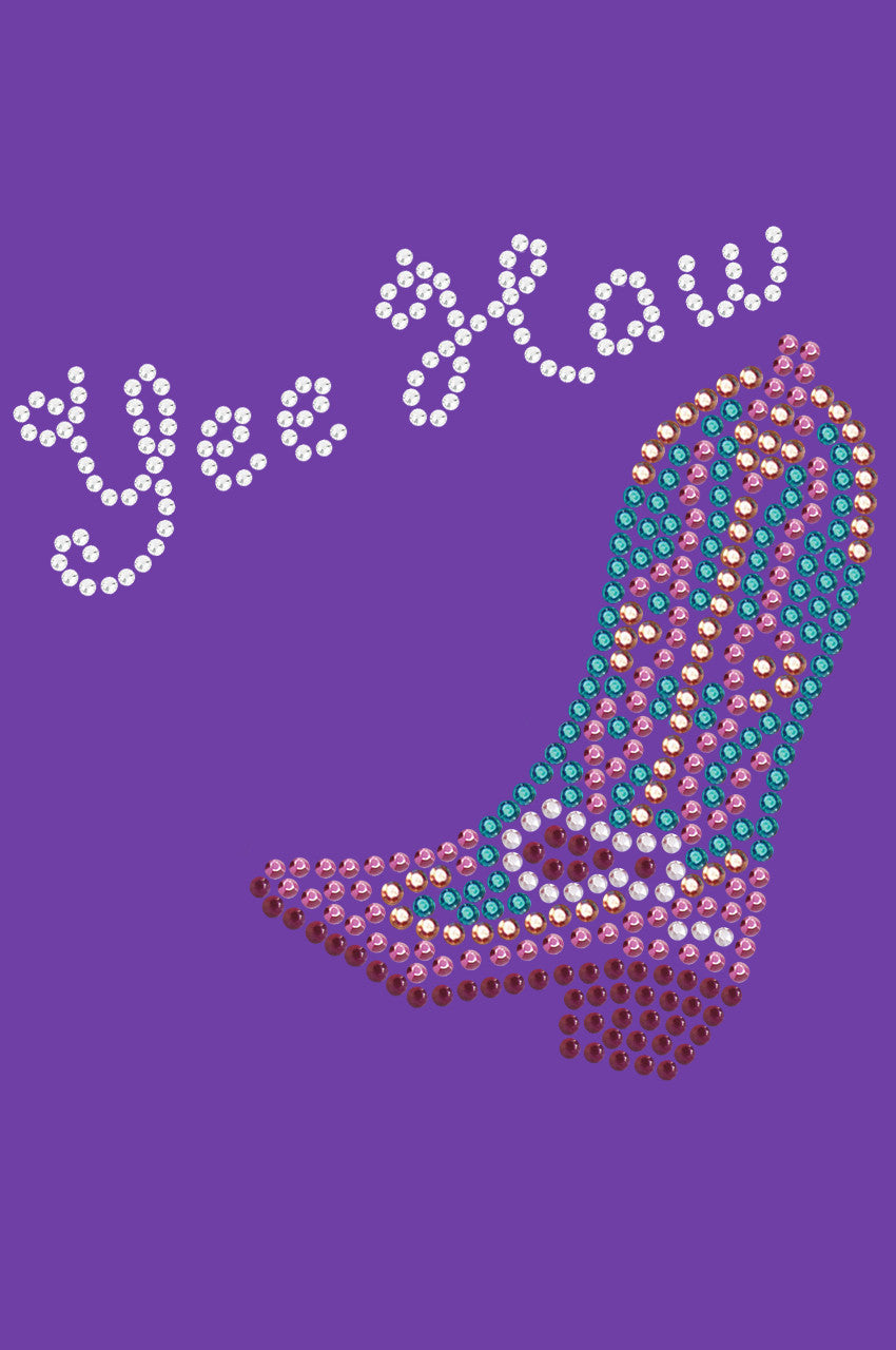 Boot (Pink & Turquoise) with Yee Haw - Womens T-shirt