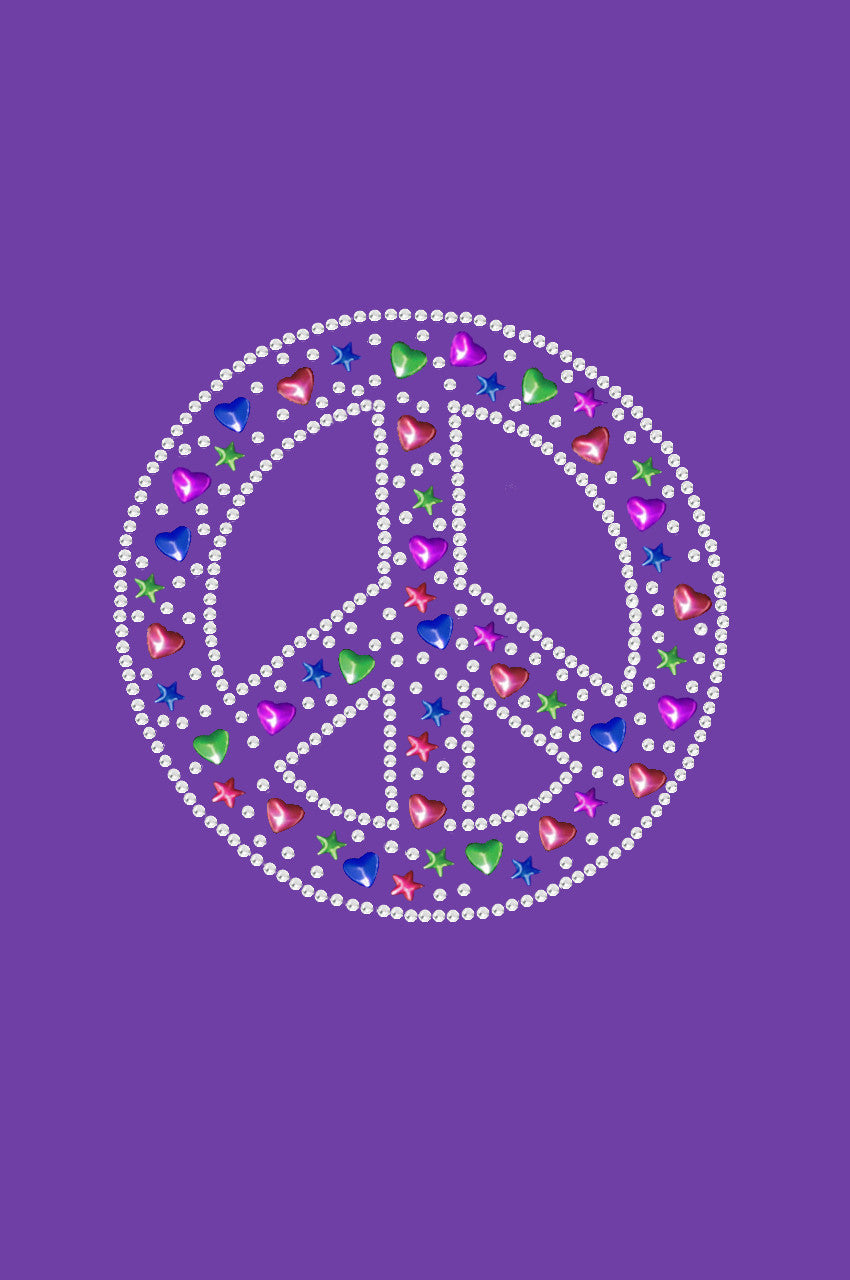 Peace Sign with Stars & Hearts - Womens T-shirt