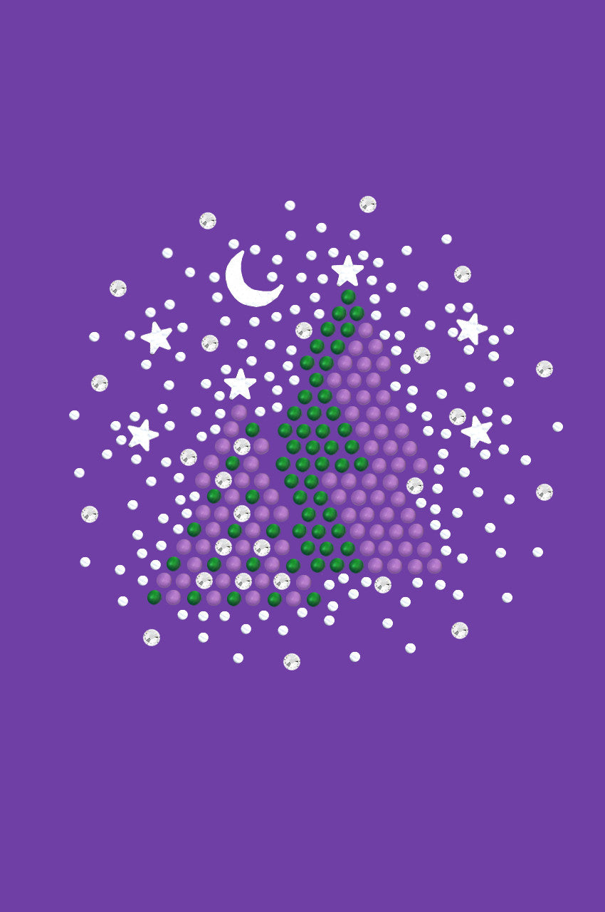 Purple & Green Christmas Trees with Austrian crystal Snowflakes - Women's T-shirt