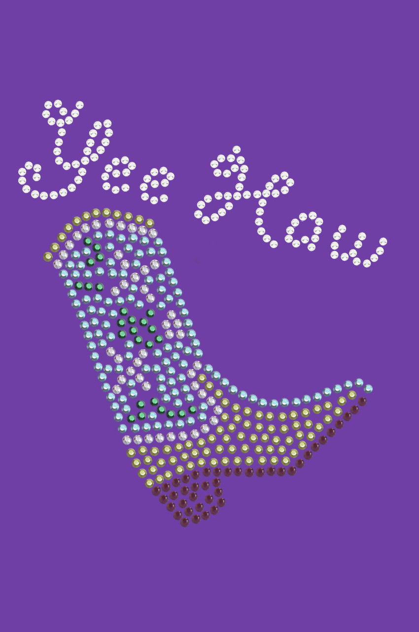 Boot (Green & Turquoise) with Yee Haw - Womens T-shirt