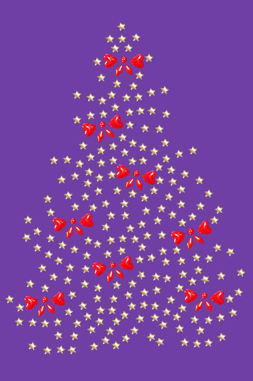 Gold Christmas Tree with Red Bows - Womens T-shirt
