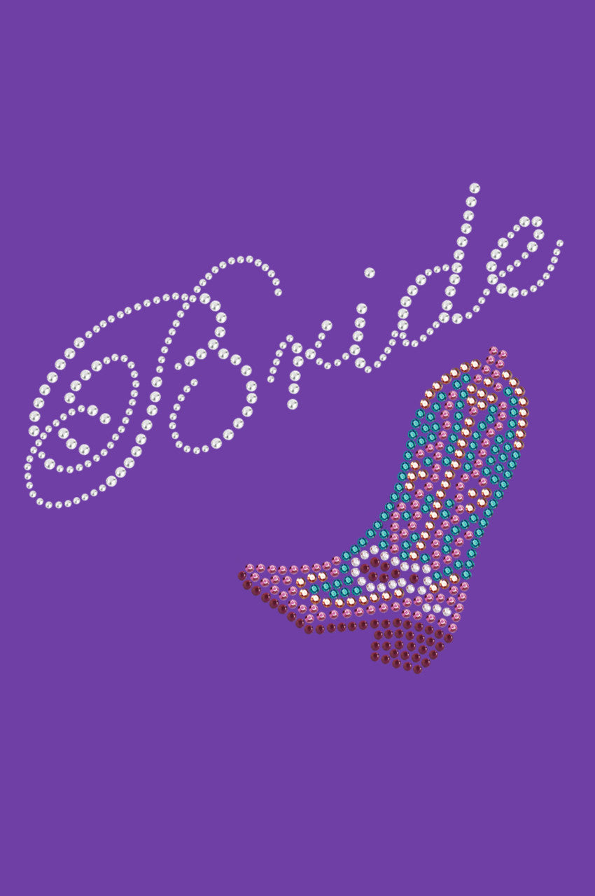 Bride with Pink/Turquoise Cowboy Boot- Womens T-shirt