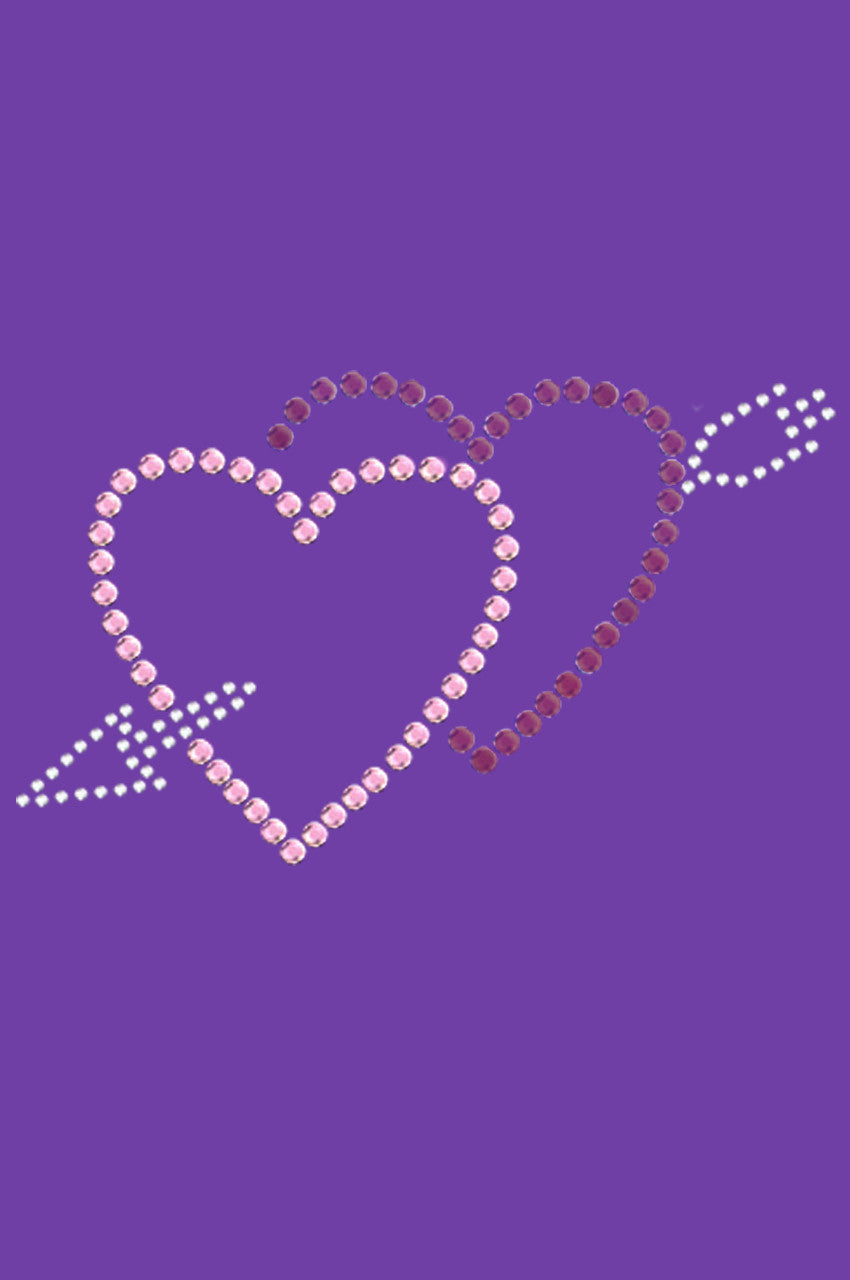 Pink & Purple Hearts with Arrow - Womens T-shirt