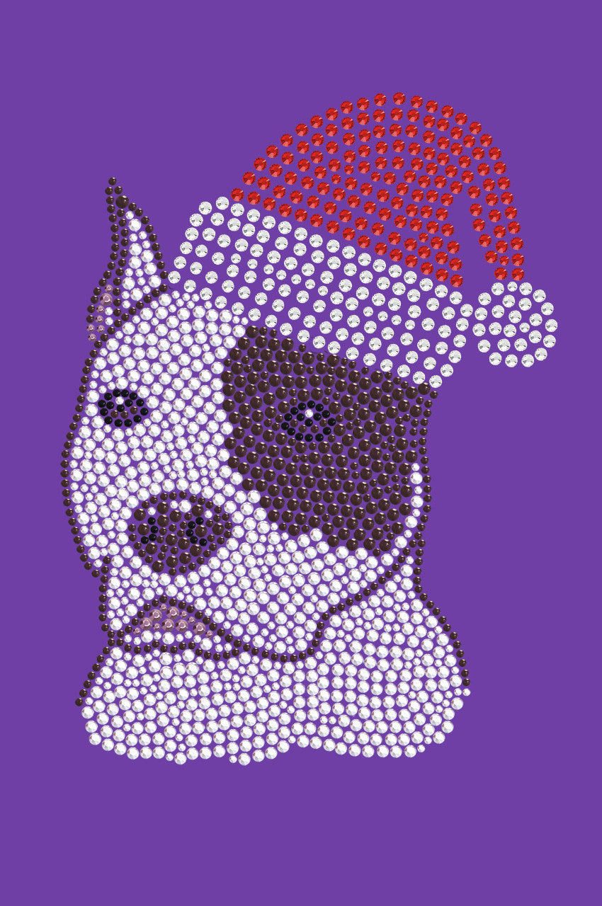 Pit Bull with Santa Hat - Womens T-shirt