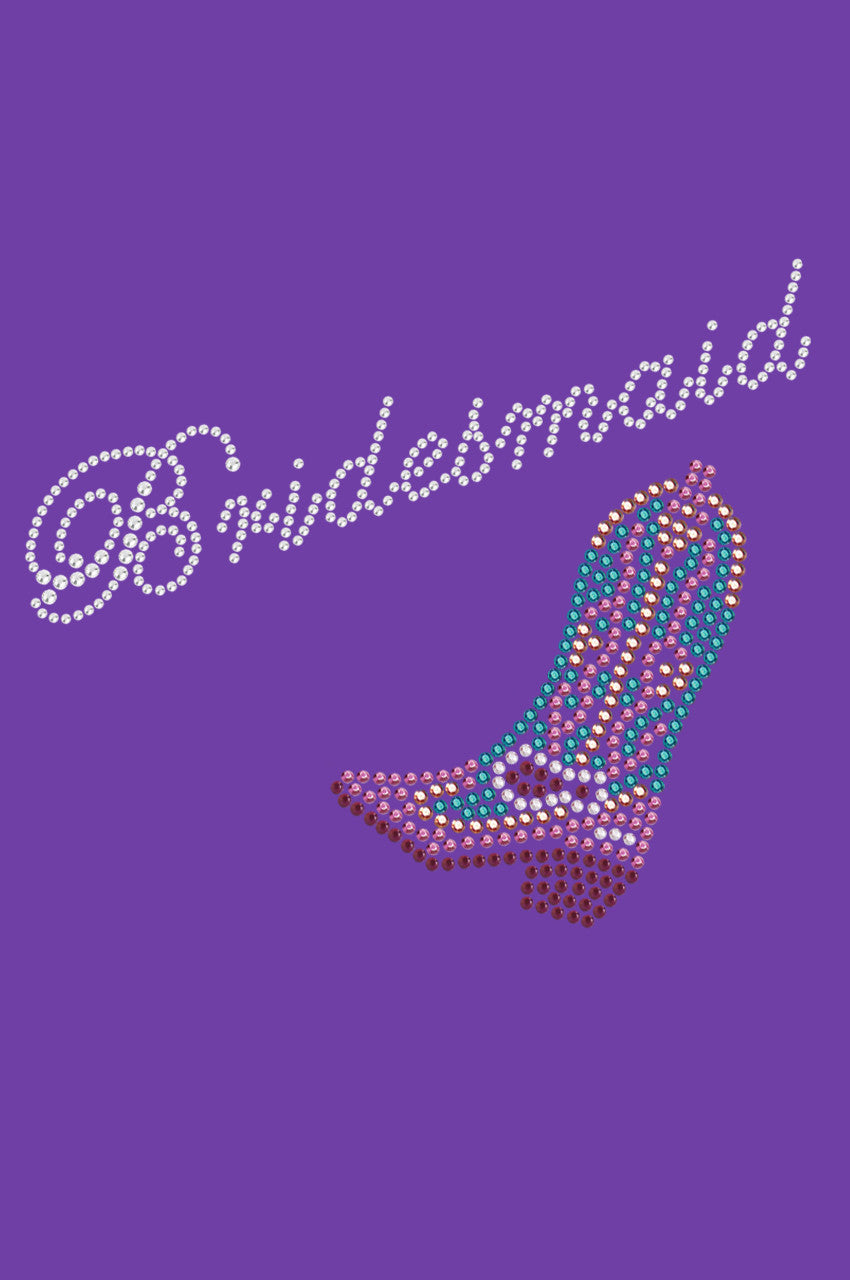 Bridesmaid with Pink/Turquoise Cowboy Boot- Womens T-shirt