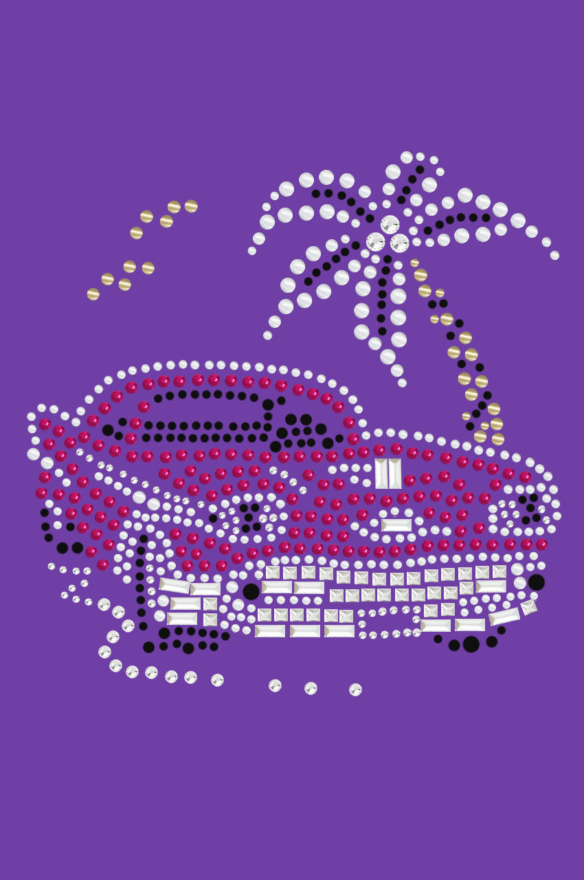 Car with Palm Tree (Pink) - Womens T-shirt