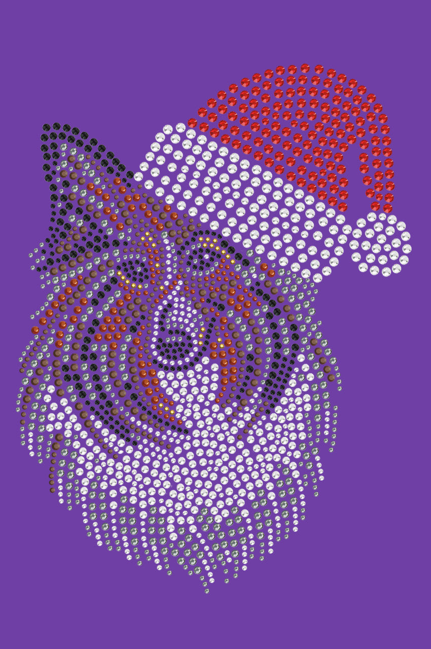Sheltie Face with Santa Hat - Womens T-shirt