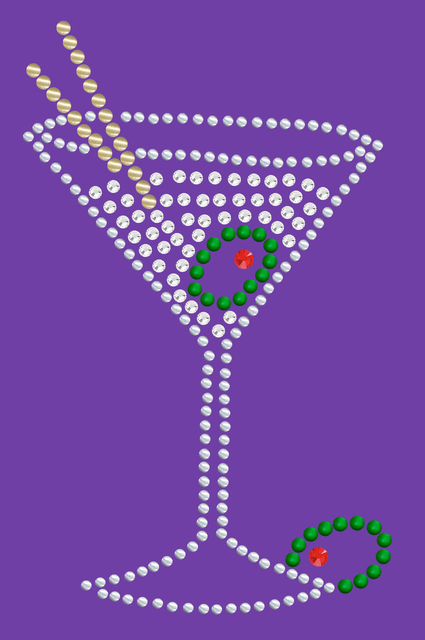 Martini (Silver Rhinestone)- Womens T-shirt