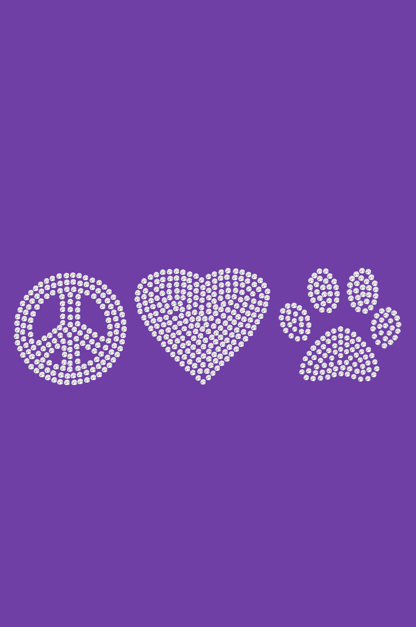 Peace, Love Paw (Rhinestone) - Womens T-shirt