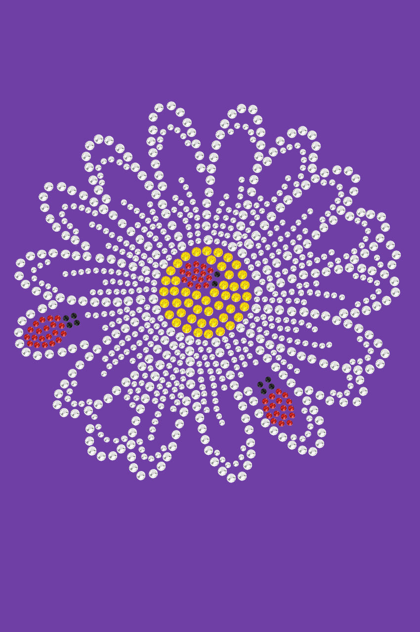 Large Daisy with Lady Bugs - Womens T-shirt