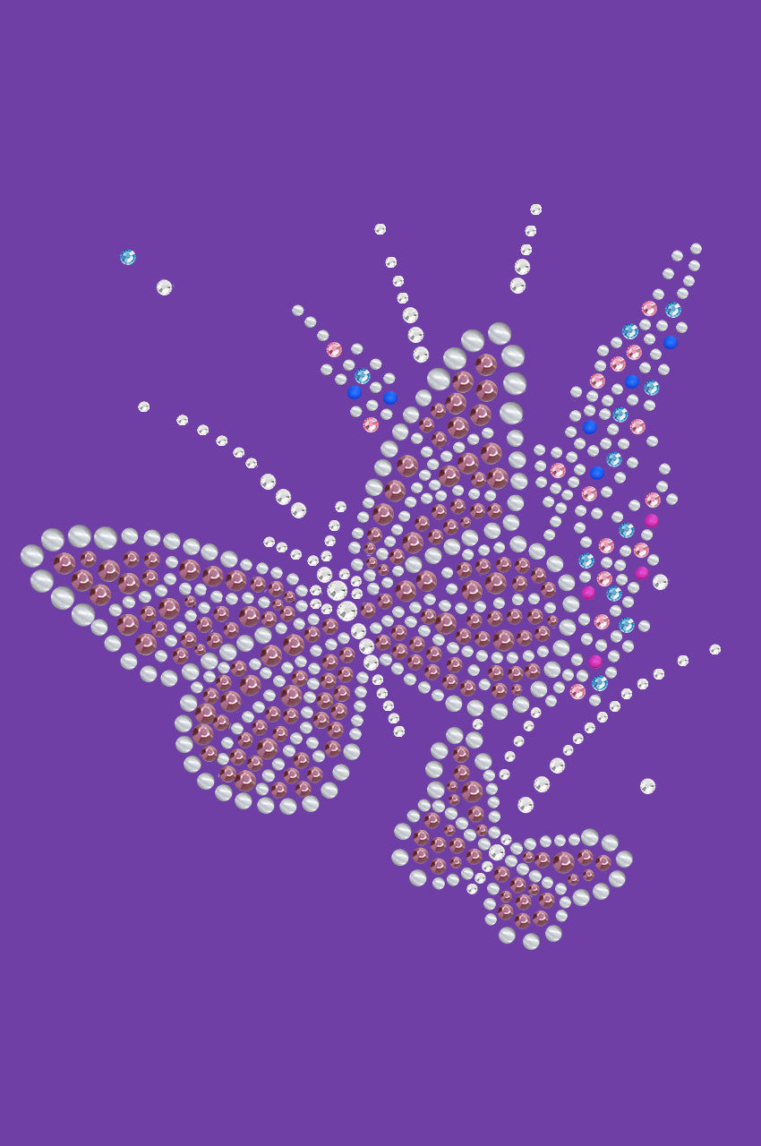 Pink Butterfly with Flowers - Womens T-shirt