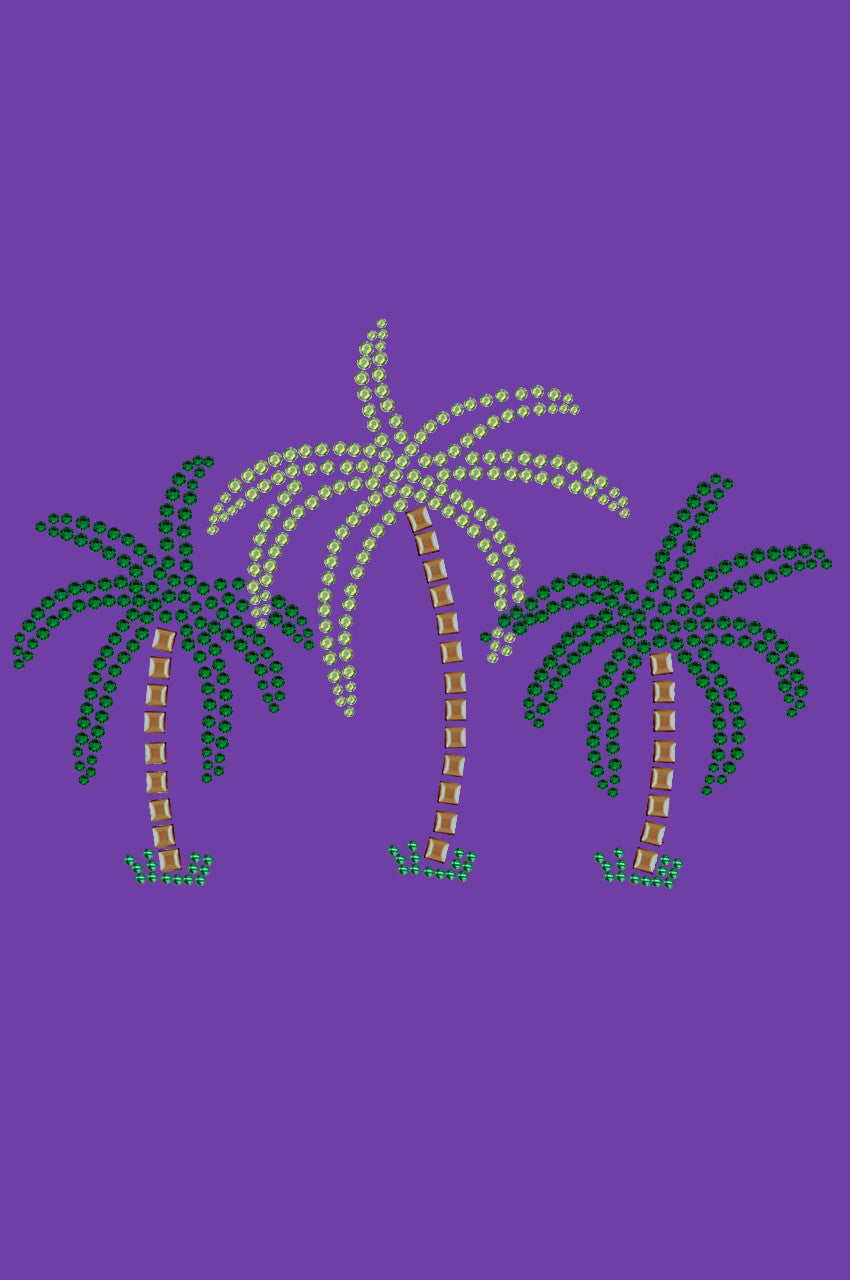 Palm Trees (Green Rhinestones) - Womens T-shirt