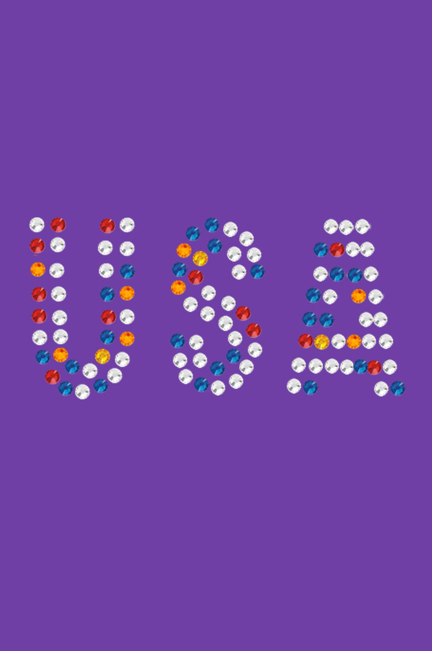 USA (Multicolor Rhinestones) - Womens T-shirt