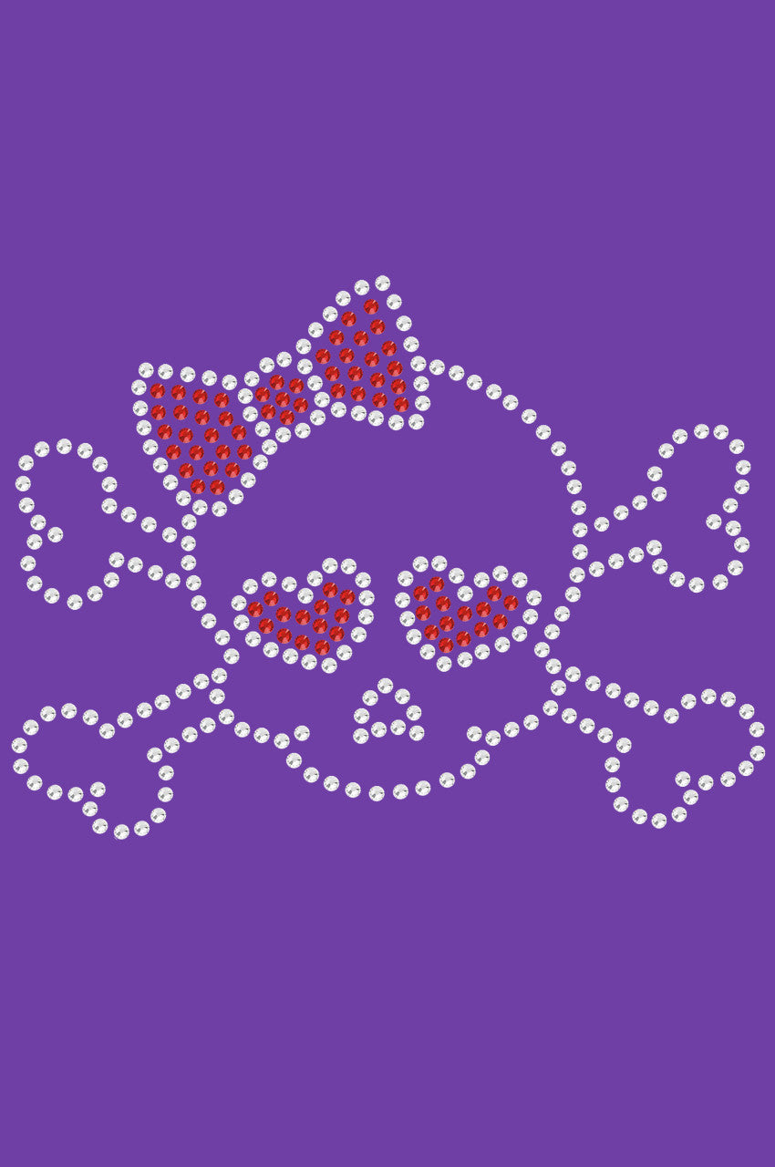 Skull with Red Bow - Womens T-shirt