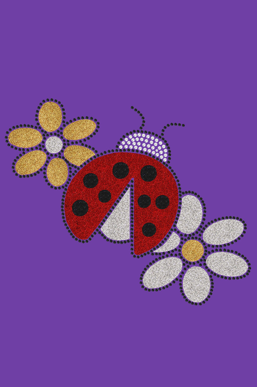 Glitter Ladybug & Daisies - Womens T-shirt