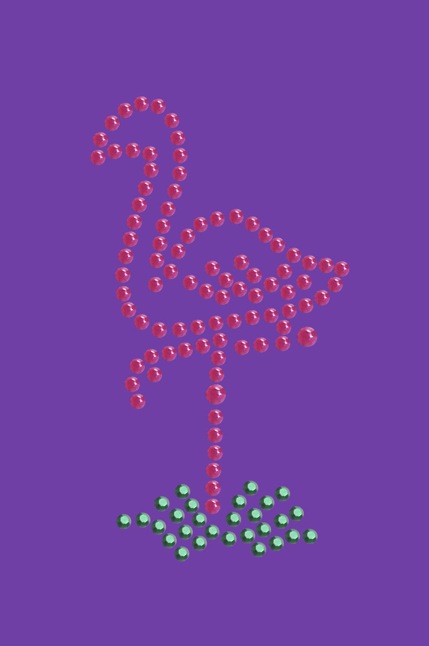Pink Flamingo in Grass (Small) - Womens T-shirt
