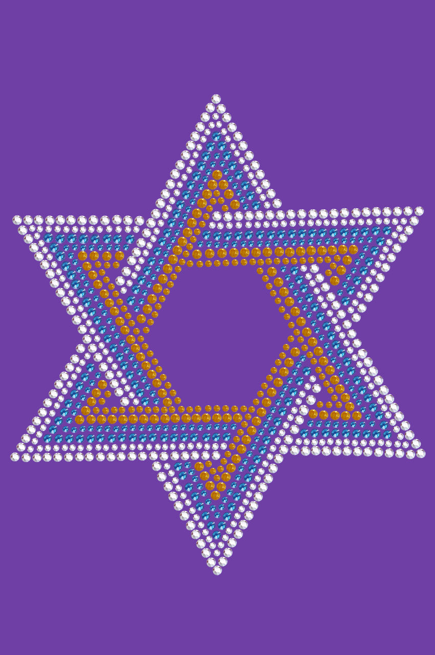 Star of David - Large (Blue, Silver, & Gold) - Womens T-shirt