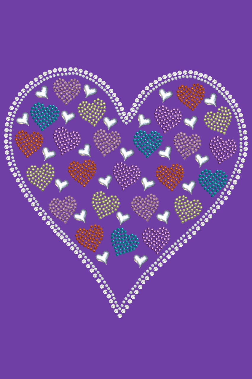 Heart with Multicolor Rhinestud Hearts - Women's T-shirt
