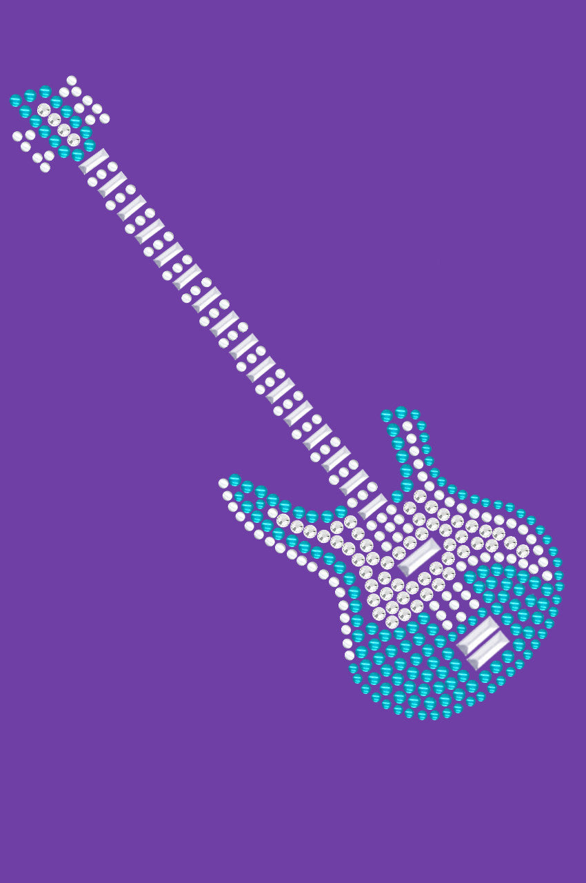 Guitar (Blue Austrian crystal) - Womens T-shirt