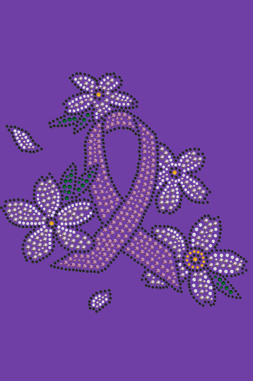Pink Ribbon with Flowers - Womens T-shirt