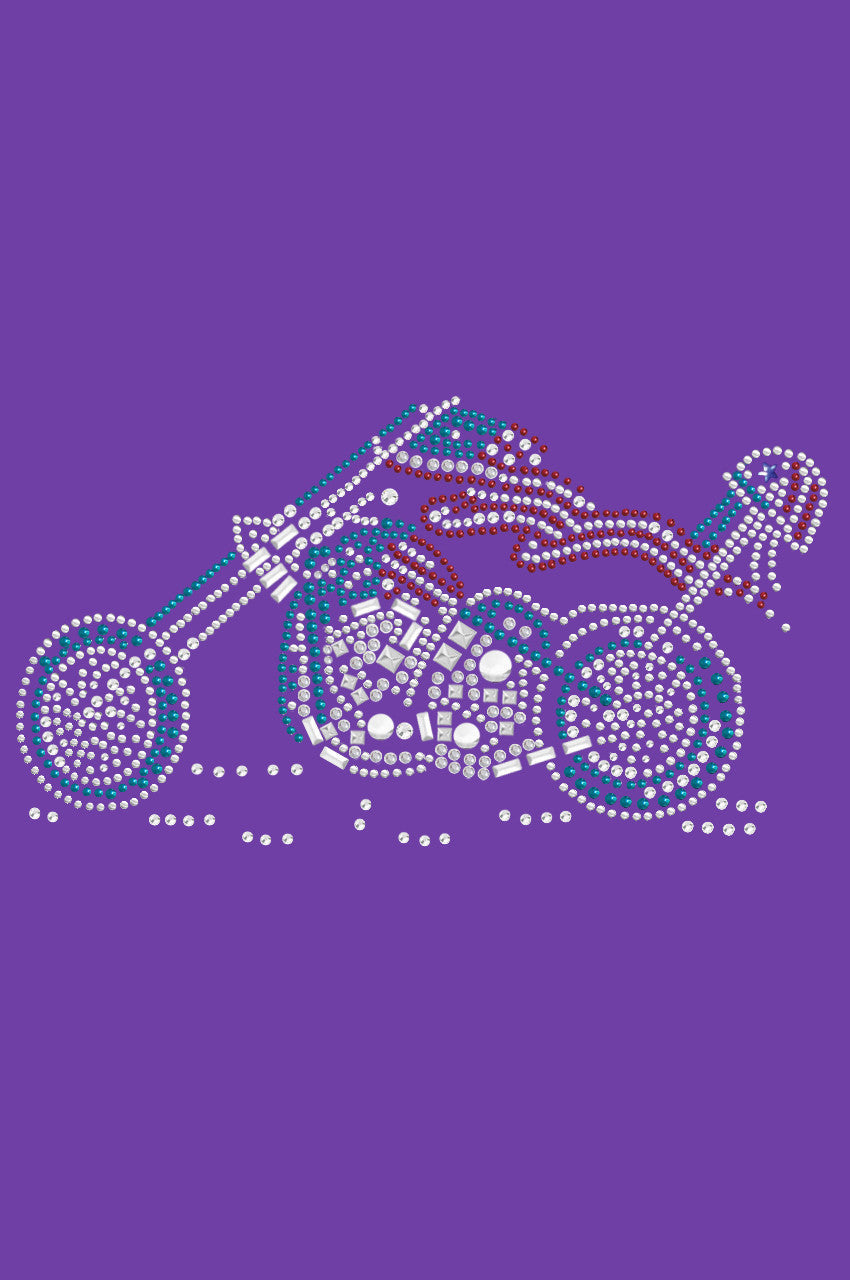 Motorcycle - Red, White, & Turquoise - Womens T-shirt