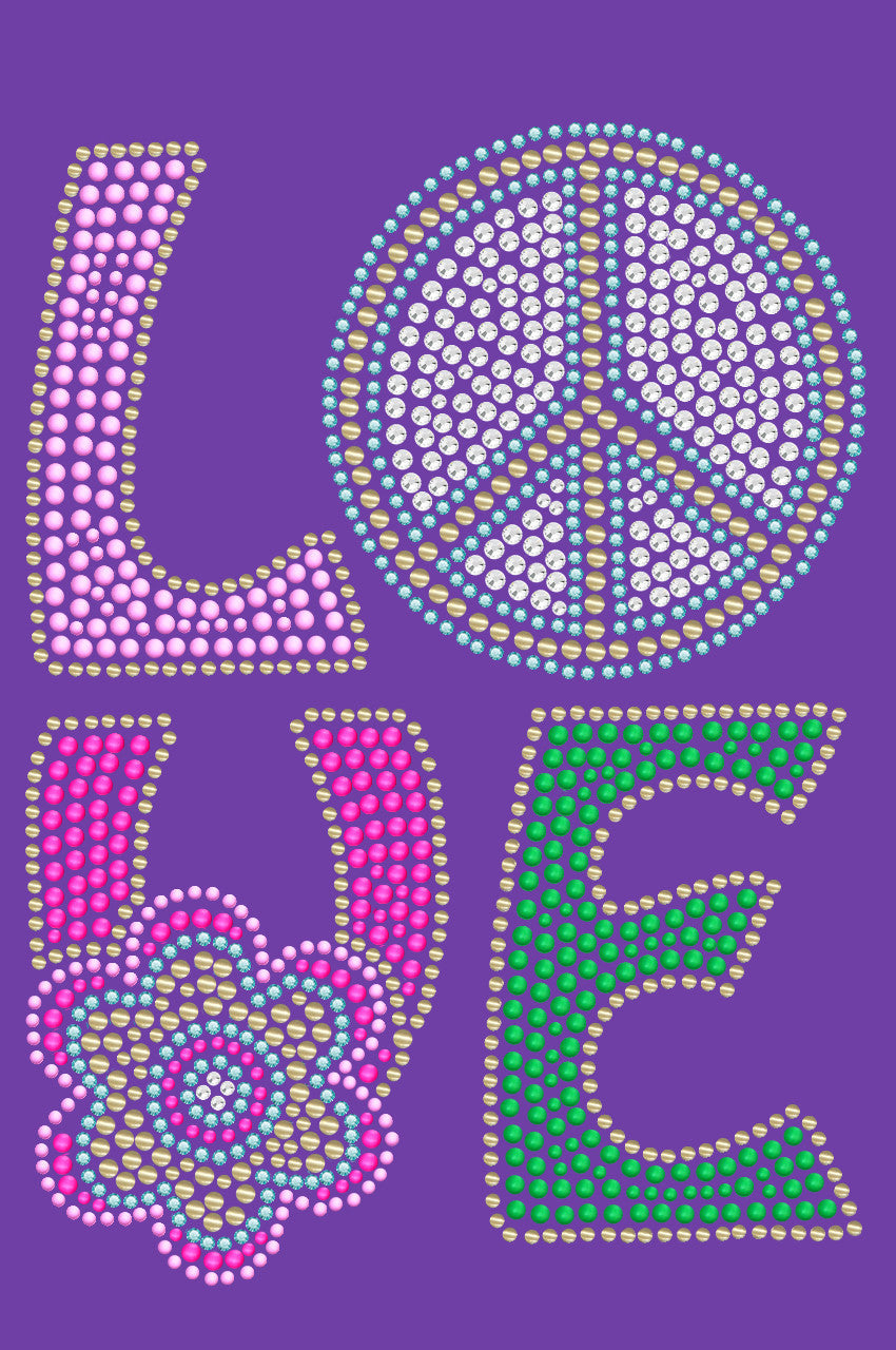 Love with Peace Sign & Flower - Womens T-shirt