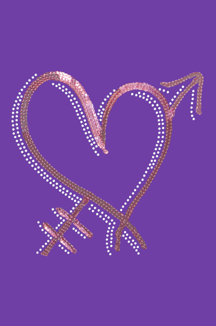 Pink Sequin Heart with Arrow Bandanna