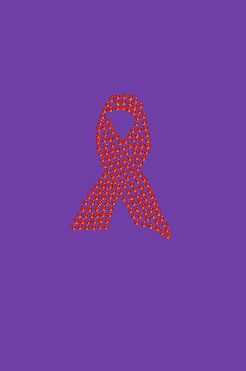 Ribbon (Red Rhinestones) - Womens T-shirt