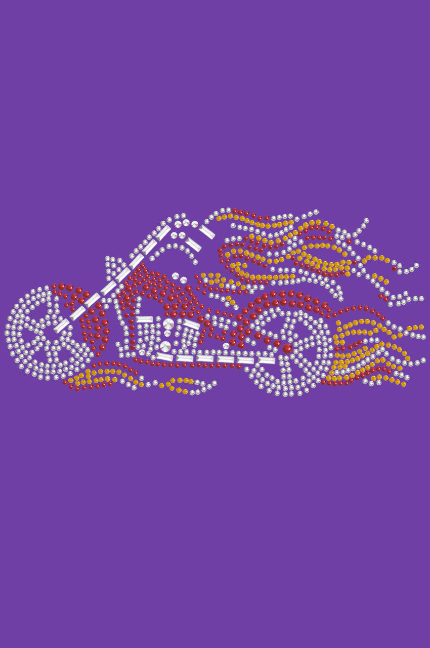 Motorcycle - Red with Flames - Womens T-shirt