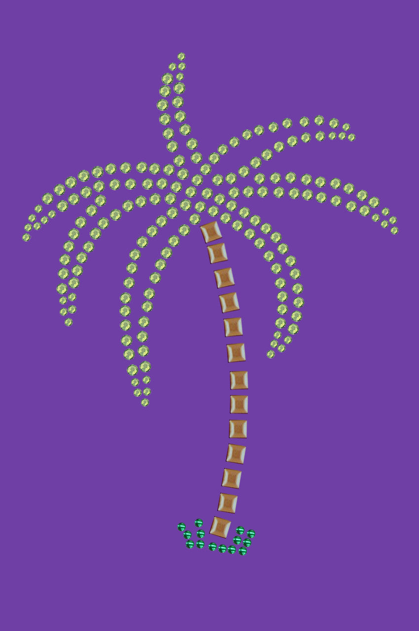 Palm Tree (Green Rhinestones) - Womens T-shirt