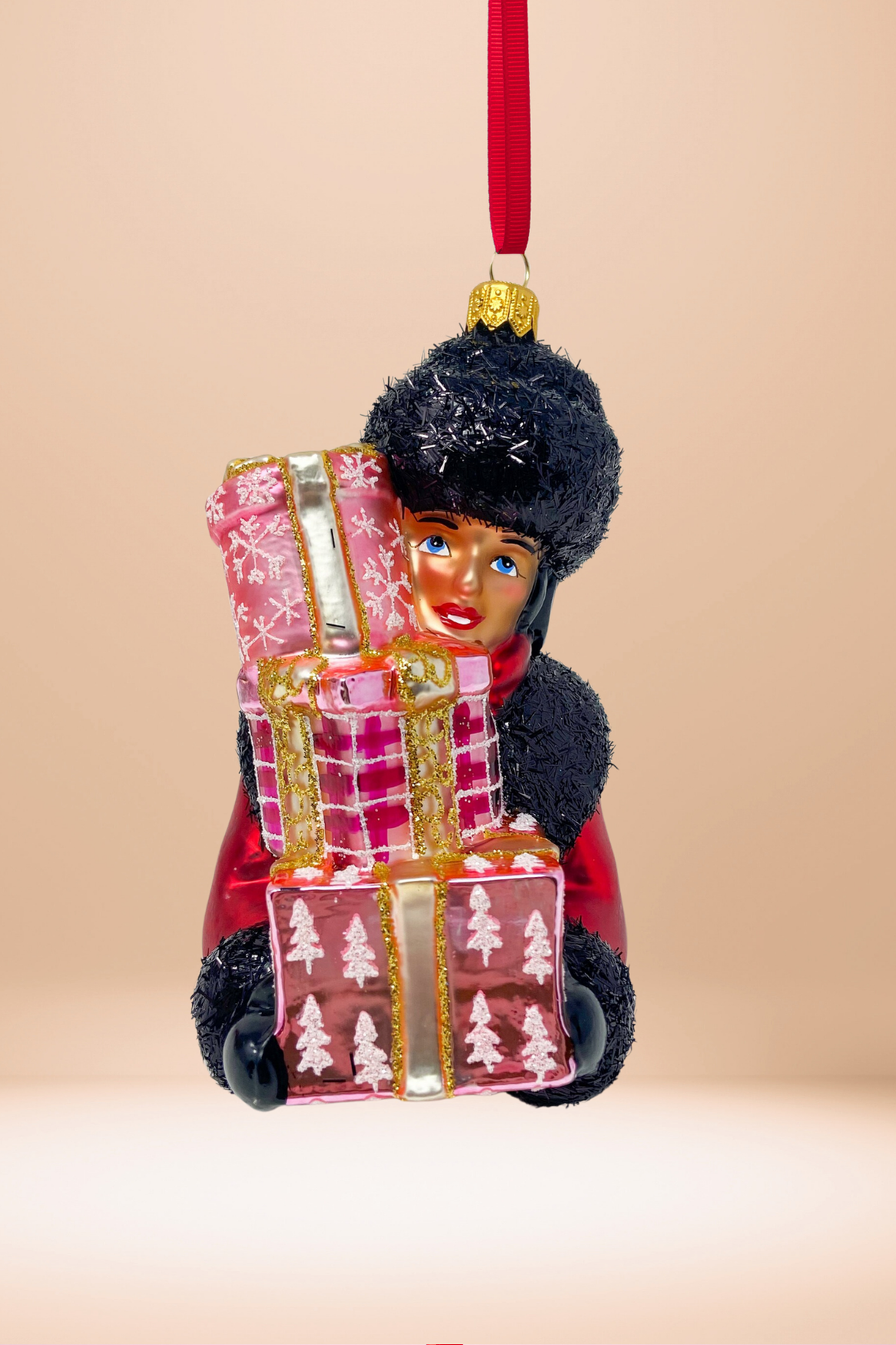 Nicole Glass Christmas Ornament (Brunette)