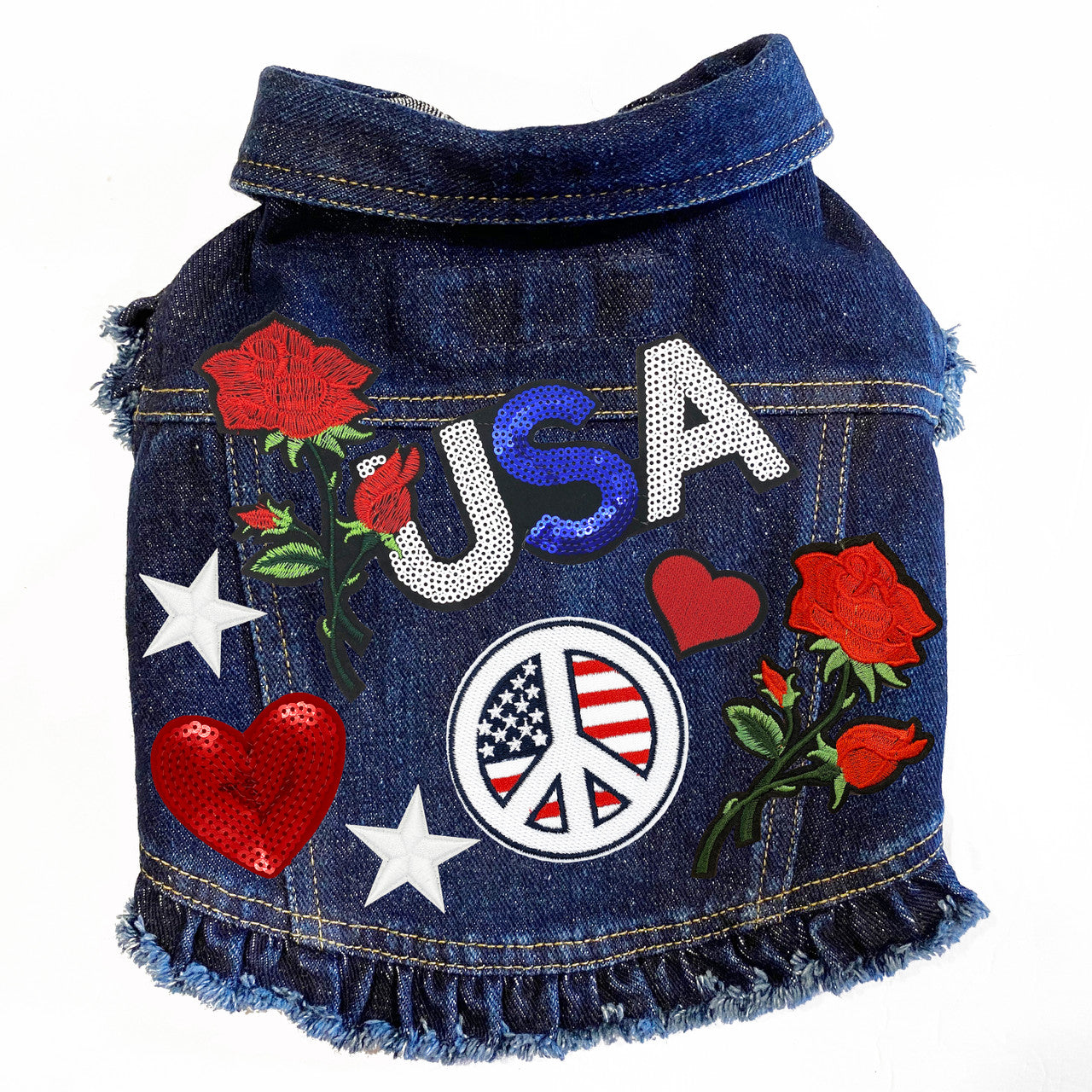 Patriotic USA Denim Dog Jacket