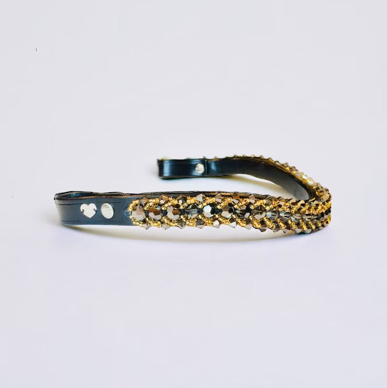Passion Browband #1 - Silver Night Beads with Golden Seed Beads