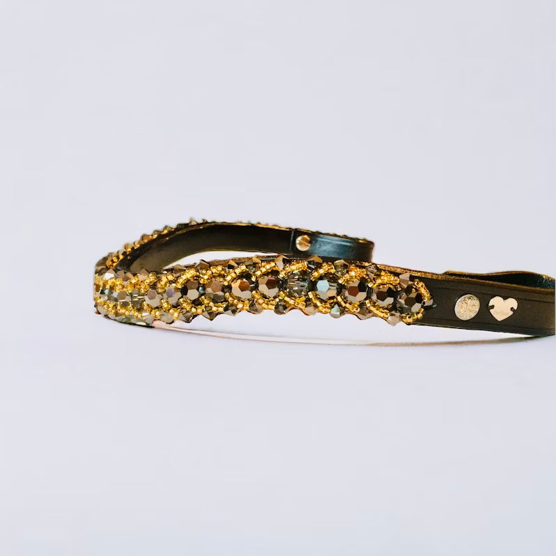 Passion Browband #1 - Silver Night Beads with Golden Seed Beads