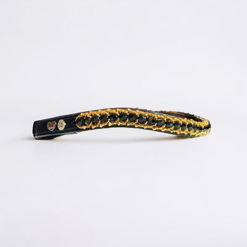 Passion Browband #2 - Black Crystal Beads with Golden Accents