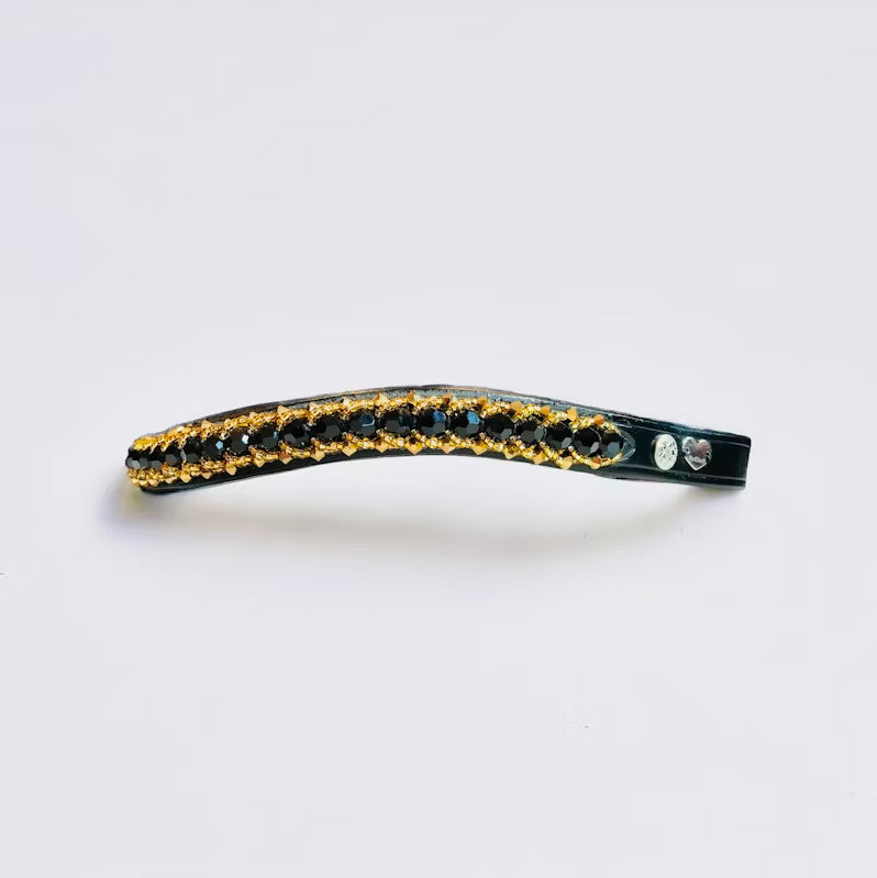 Passion Browband #2 – Black Crystal Beads with Golden Accents